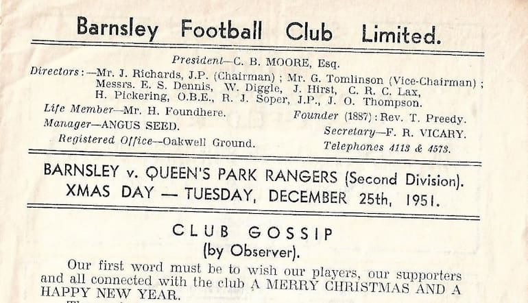Christmas Day fixtures at Barnsley