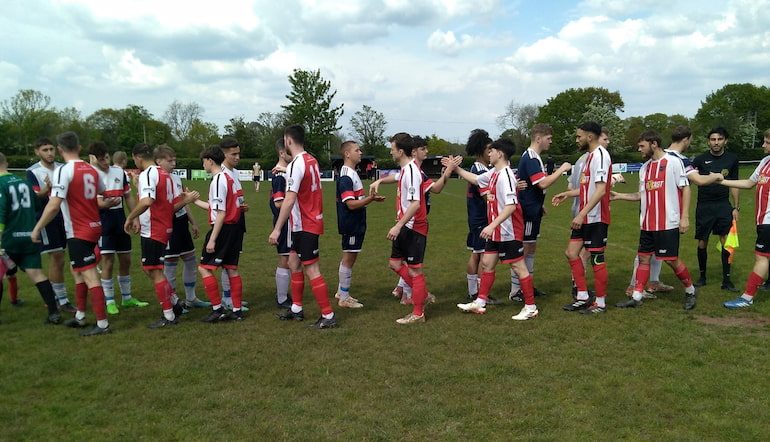 Handshake before football match