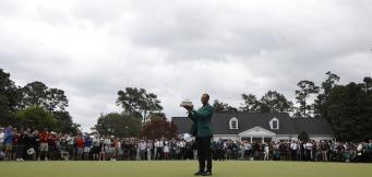 Tiger Woods after winning the US Masters at Augusta