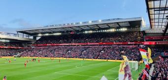 Darwin Nunez plays for Liverpool at Anfield