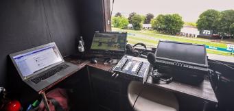 Commentators setting up ahead of horse racing meeting